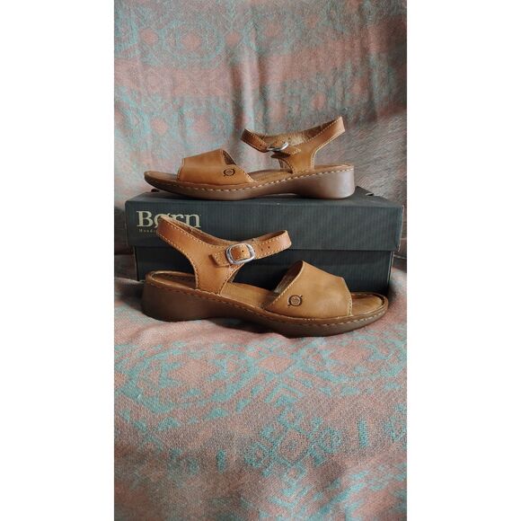 Born Women's Leather Size 8 Tan Ankle Strap Open Toe Sandals - Picture 2 of 10